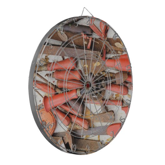 Tools Antiquitätenwerkzeug Rustikal Roter Mann Dartscheibe (Vorderseite Links)