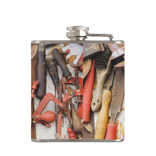 Tools Antiquitätenwerkzeug Rustikal Roter Mann Flachmann (Rückseite)