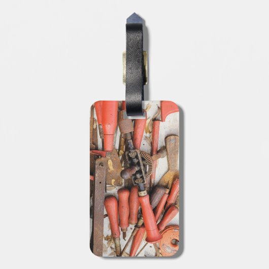 Tools Antiquitätenwerkzeug Rustikal Roter Mann Gepäckanhänger (Rückseite vertikal)