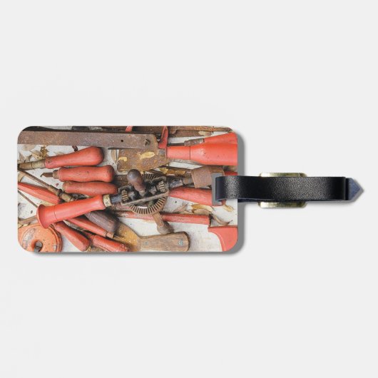 Tools Antiquitätenwerkzeug Rustikal Roter Mann Gepäckanhänger (Rückseite horizontal)