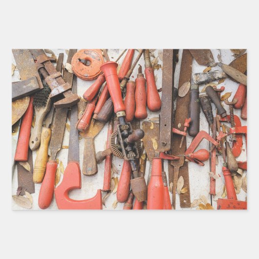 Tools Antiquitätenwerkzeug Rustikal Roter Mann Geschenkpapier Set (Vorderseite)