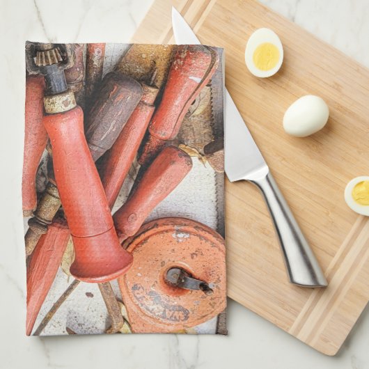 Tools Antiquitätenwerkzeug Rustikal Roter Mann Geschirrtuch (Viertel Falte)