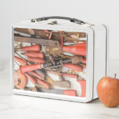 Tools Antiquitätenwerkzeug Rustikal Roter Mann Metall Brotdose (Beispiel)