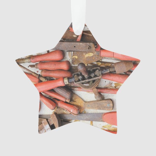 Tools Antiquitätenwerkzeug Rustikal Roter Mann Ornament (Vorderseite)