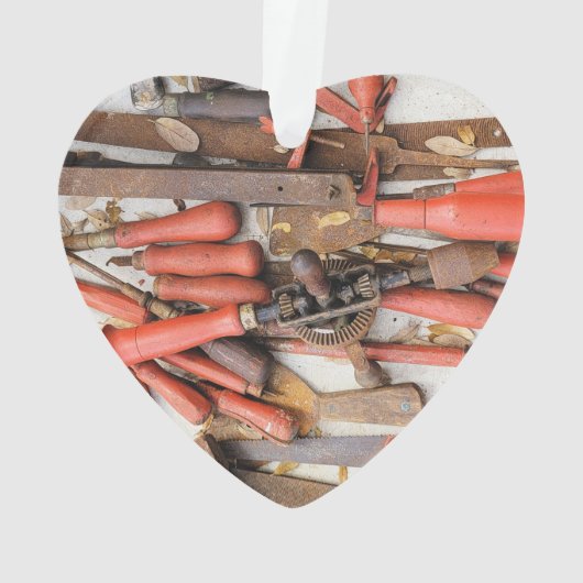 Tools Antiquitätenwerkzeug Rustikal Roter Mann Ornament (Rückseite)