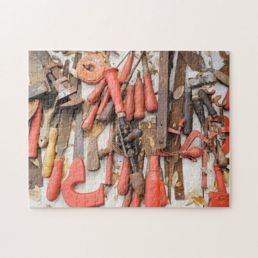 Tools Antiquitätenwerkzeug Rustikal Roter Mann Puzzle (Horizontal)