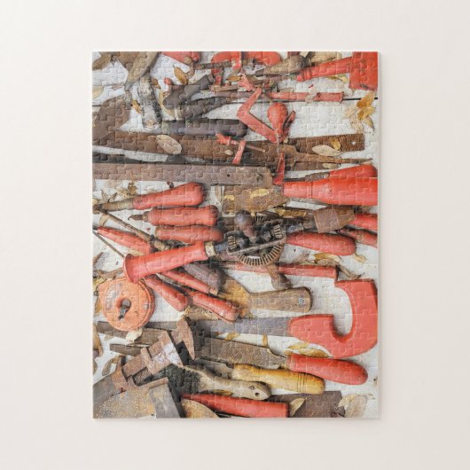 Tools Antiquitätenwerkzeug Rustikal Roter Mann Puzzle (Vertikal)