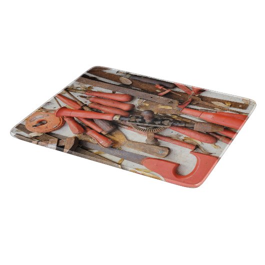 Tools Antiquitätenwerkzeug Rustikal Roter Mann Schneidebrett (Ecke)