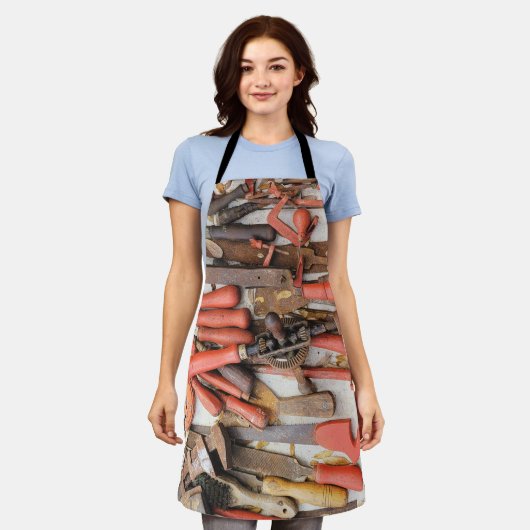 Tools Antiquitätenwerkzeug Rustikal Roter Mann Schürze (Getragen)