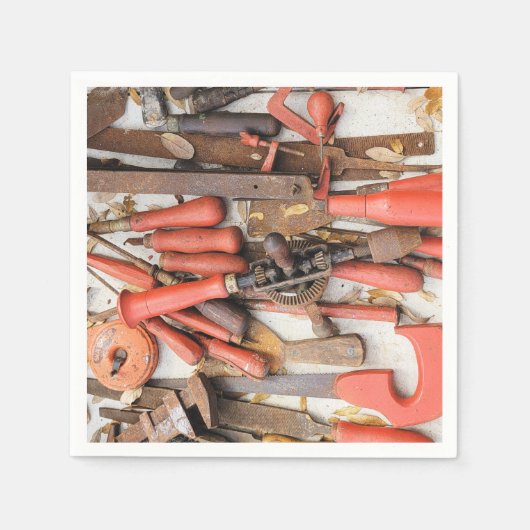 Tools Antiquitätenwerkzeug Rustikal Roter Mann Serviette (Vorderseite)