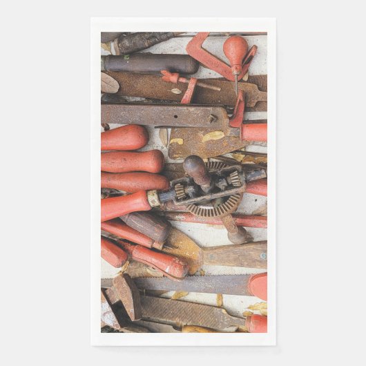 Tools Antiquitätenwerkzeug Rustikal Roter Mann Serviette (Vorderseite)