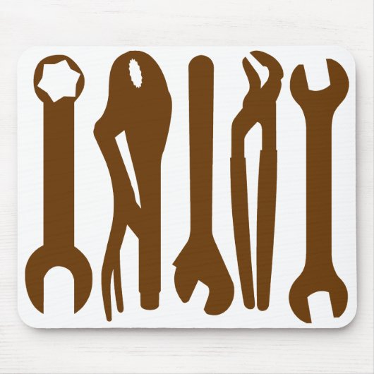 Tools - Braun auf Weiß Mousepad (Vorne)