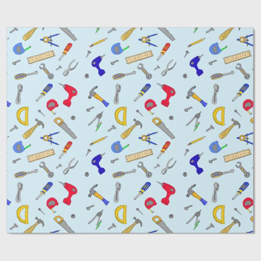 Tools Collage Boys Geburtstag Geschenkpapier (Flach)