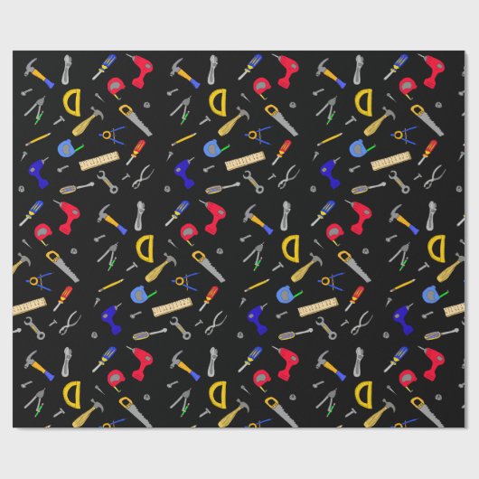 Tools Collage Boys Geburtstag Geschenkpapier (Flach)