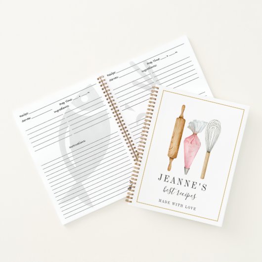 Tools für benutzerdefinierte Aquarellbaker Vorlage Notizblock (Innenseite)