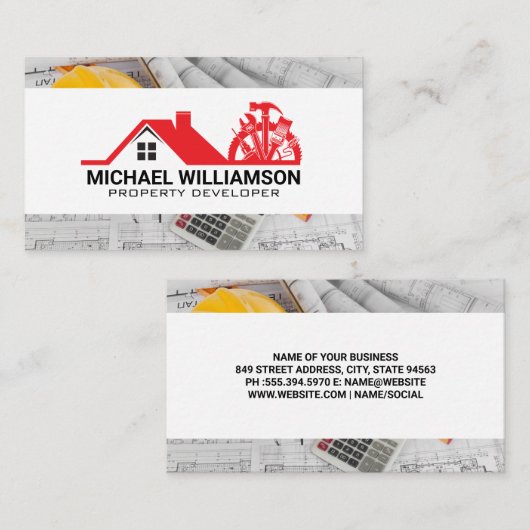 Tools für echte Anwesen-Carpentry | Blueprints Visitenkarte (Vorne/Hinten)