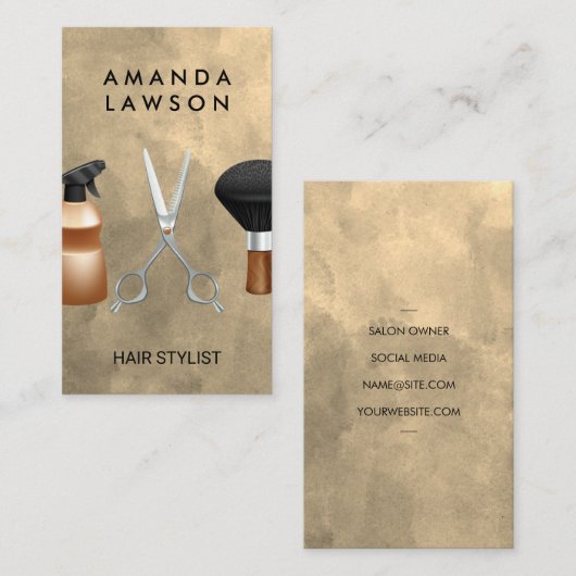 Tools für Haarstifte | Aquarell Visitenkarte (Vorne/Hinten)