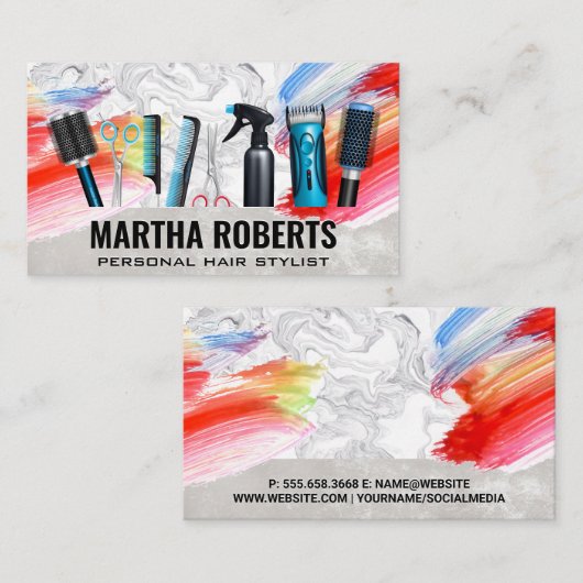 Tools für Haarstifte | Artistic Water Brush Visitenkarte (Vorne/Hinten)