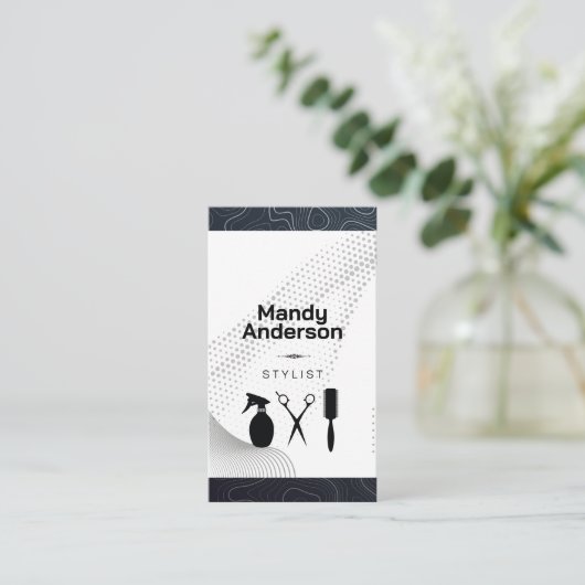 Tools für Haarstifte | QR-Code | Modern Visitenkarte (Stehend Vorderseite)