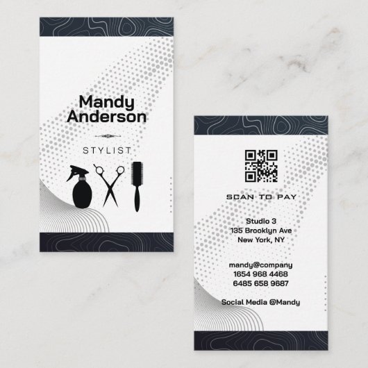 Tools für Haarstifte | QR-Code | Modern Visitenkarte (Vorne/Hinten)