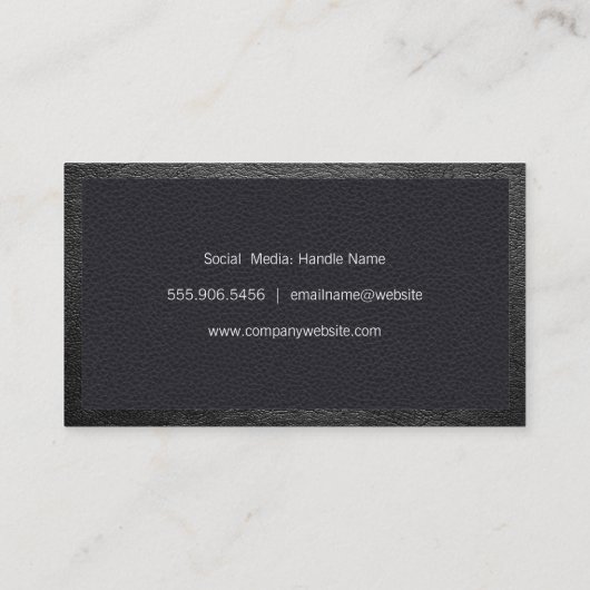 Tools für Haarstifte | Schwarzes Leder auf schwarz Visitenkarte (Rückseite)