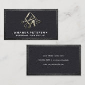 Tools für Haarstifte | Schwarzes Leder auf schwarz Visitenkarte (Vorne/Hinten)