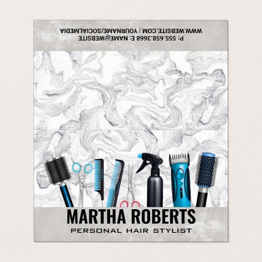 Tools für Haarstifte Visitenkarten (Außenseite Aufgefaltet)