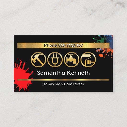 Tools für Paint Splattered Wall Handyman Visitenkarte (Vorderseite)