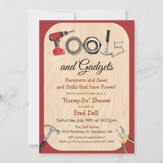 Tools & Gadgets Honey Do Dusche Einladung (Vorderseite)