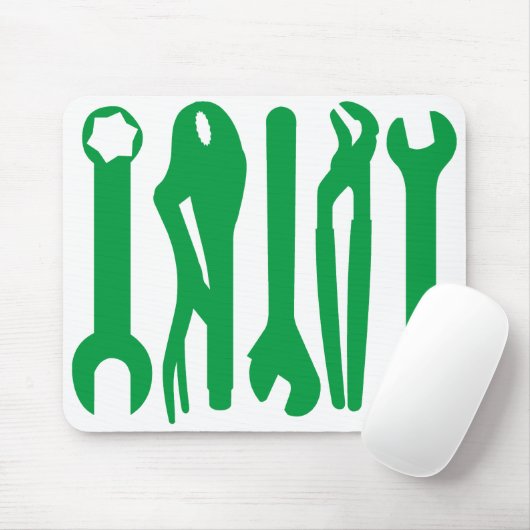 Tools - Green on White Mousepad (Mit Mouse)