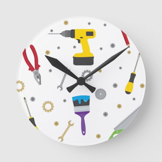 Tools Handyman Runde Wanduhr (Vorderseite)