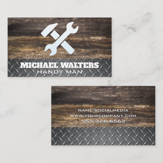 Tools | Holzkartons Stahl Visitenkarte (Vorne/Hinten)