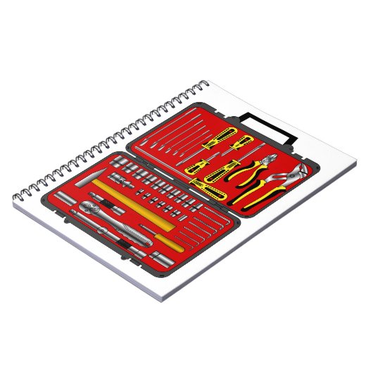 Tools in einem Toolbox Notizblock (Linke Seite)