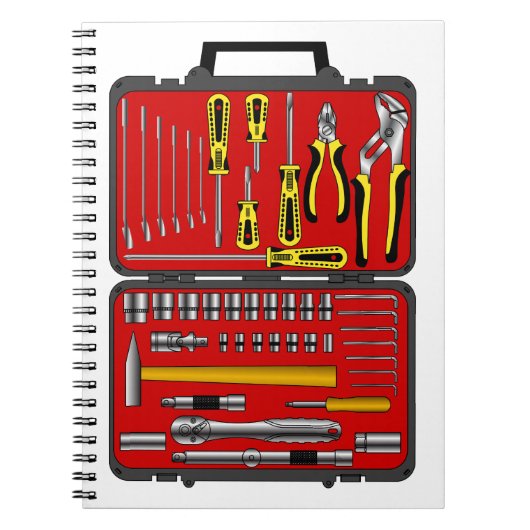 Tools in einem Toolbox Notizblock (Vorderseite)
