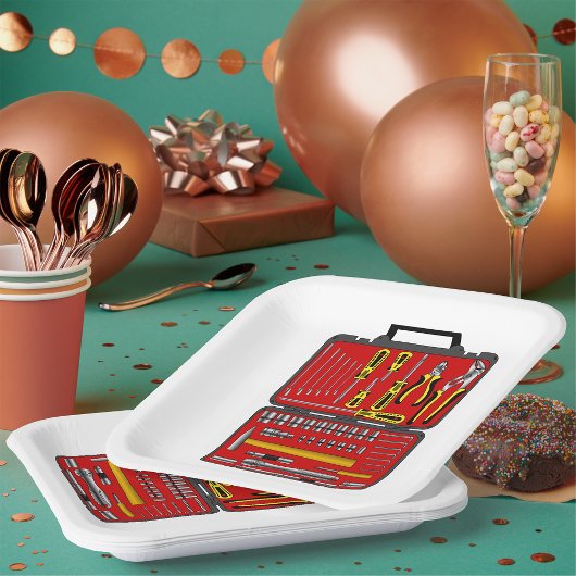 Tools in einem Toolbox Pappteller