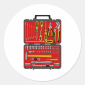 Tools in einem Toolbox Runder Aufkleber (Vorderseite)