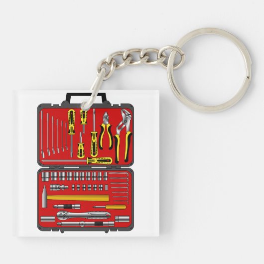 Tools in einem Toolbox Schlüsselanhänger (Rückseite)