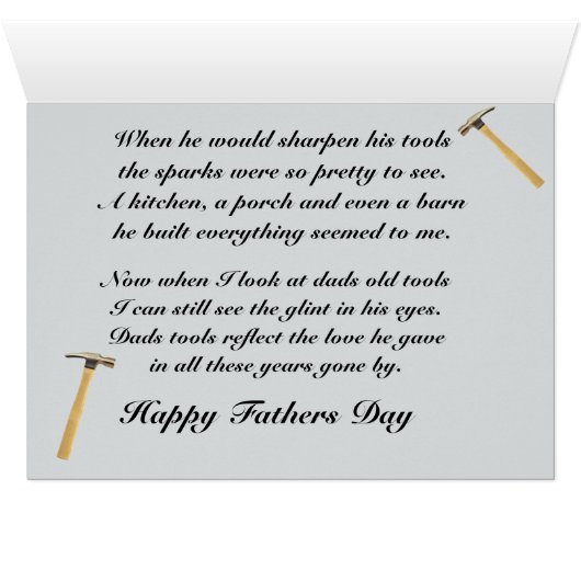 TOOLS-Karte DES VATER DAY REMEMBERING VATERS (Innenansicht Horizontal (Unten))