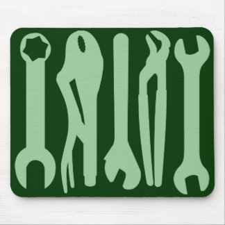 Tools - Light Green on Dark Green Mousepad
