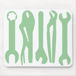 Tools - Light Green on White Mousepad