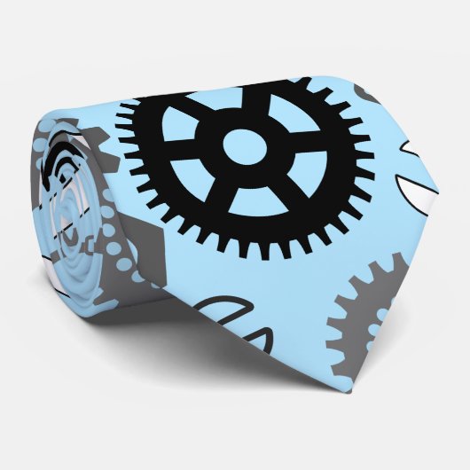 Tools Muster 01.b LBlue BG Krawatte (Gerollt)