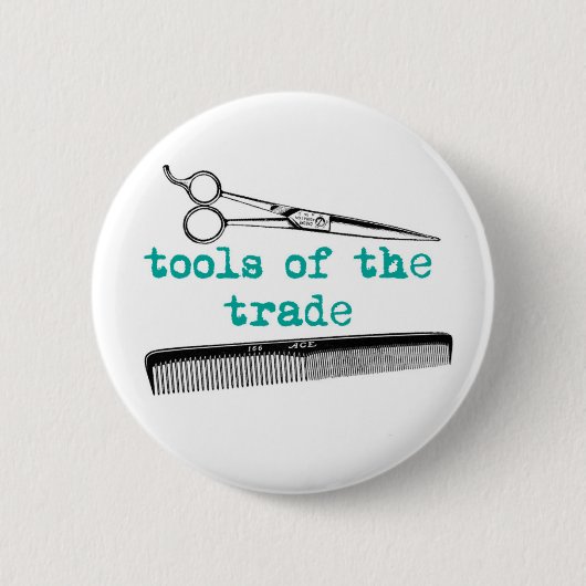 Tools of the Trade Friseur oder Barbier Button (Vorderseite)