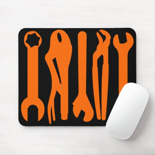 Tools - Orange auf Schwarz Mousepad (Mit Mouse)