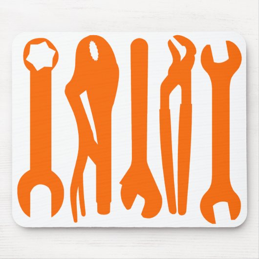 Tools - Orange auf Weiß Mousepad (Vorne)