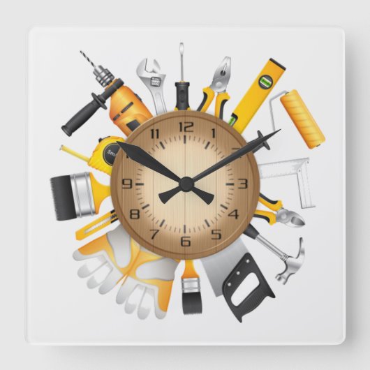 Tools Quadratische Wanduhr (Vorderseite)