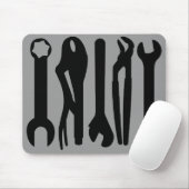 Tools - Schwarz auf Grau Mousepad (Mit Mouse)