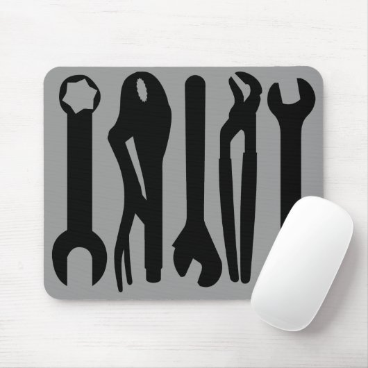Tools - Schwarz auf Grau Mousepad (Mit Mouse)