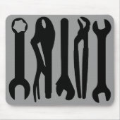 Tools - Schwarz auf Grau Mousepad (Vorne)