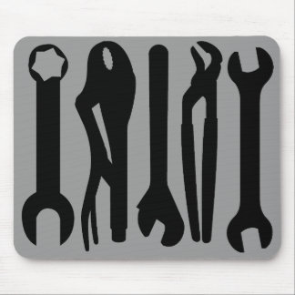 Tools - Schwarz auf Grau Mousepad