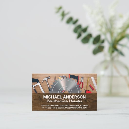 Tools und Ansicht | Holz Visitenkarte (Stehend Vorderseite)